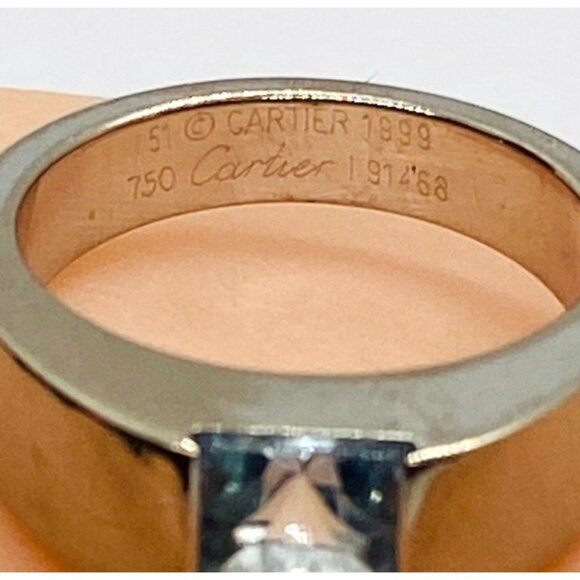 Cartier Aquamarine 18K White Gold Tank Ring Size 5.75 - Picture 9 of 10